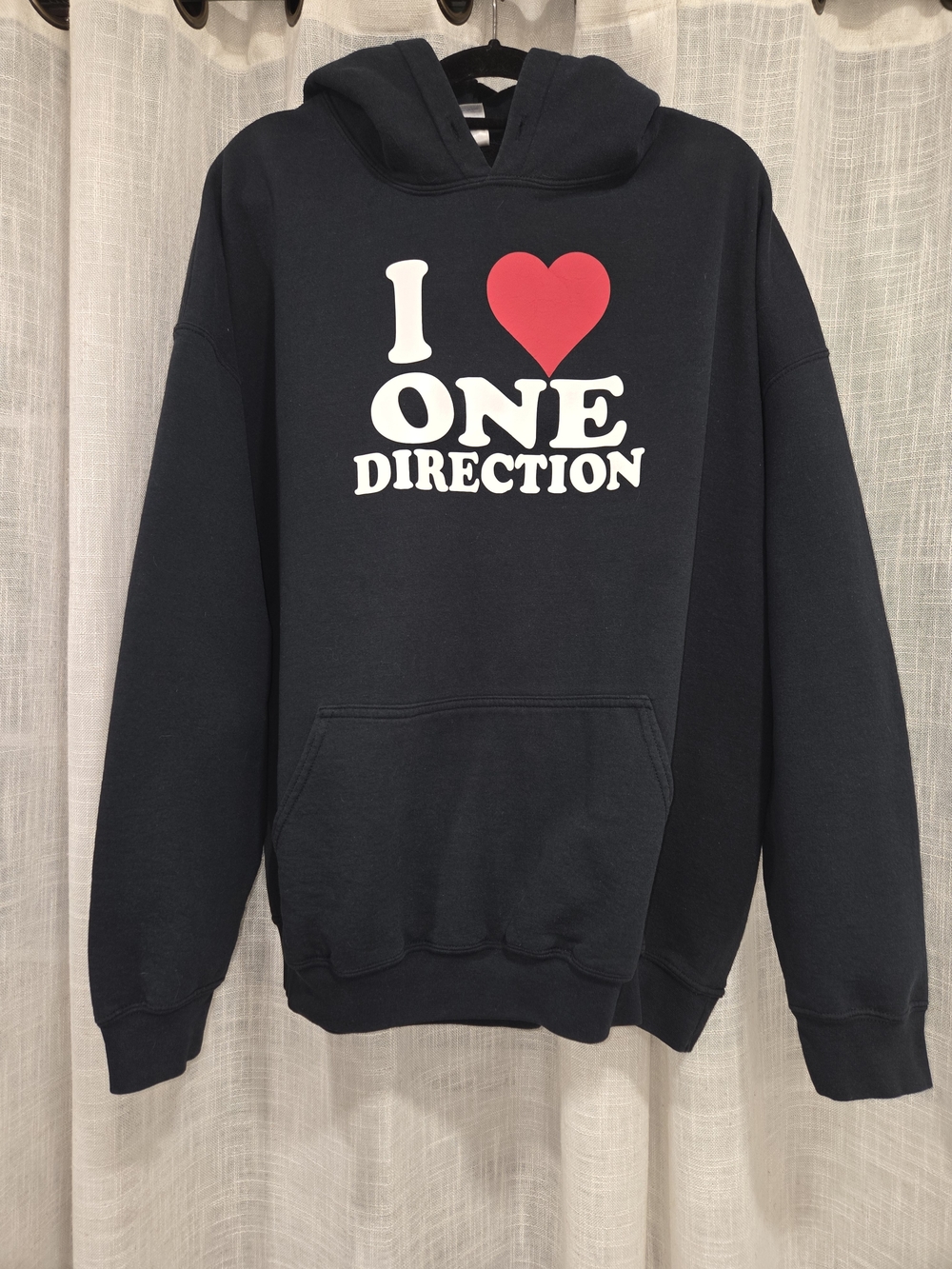 1Direction Black Crewneck Sweatshirt with Red Heart and White Logo